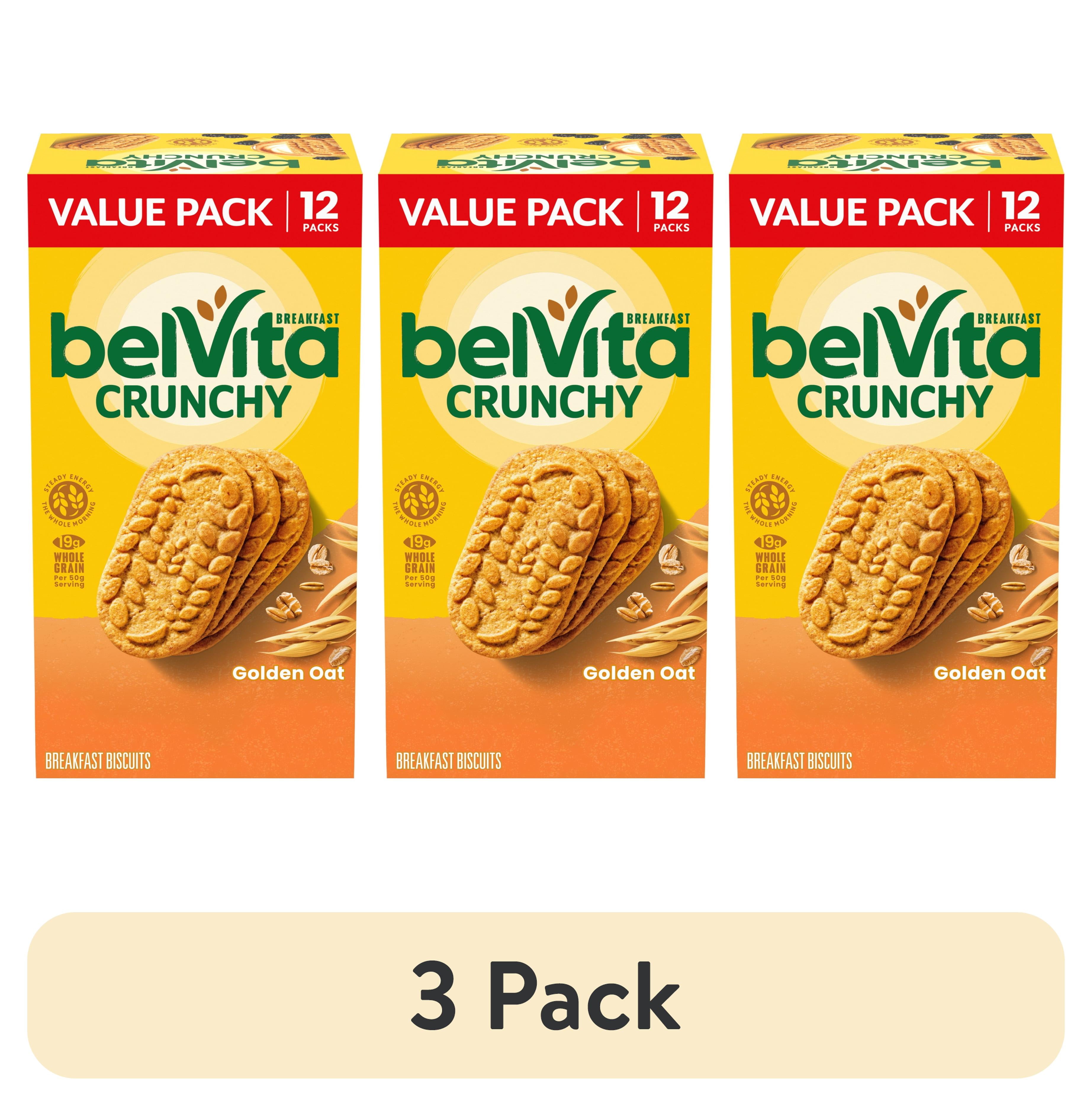 (3 pack) belVita Breakfast Bars Biscuits, Golden Oat, Value Pack, 12 Packs (4 Biscuits Per Pack)