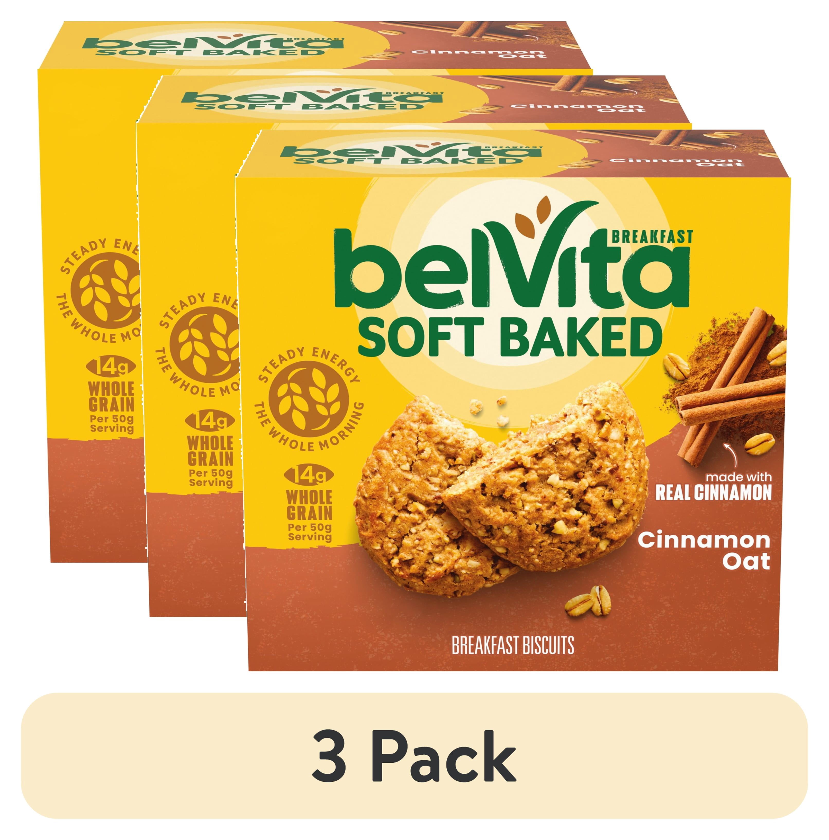 (3 pack) belVita Soft Baked Breakfast Bars, Cinnamon Oat, 5 Packs (1 Biscuit Per Pack)