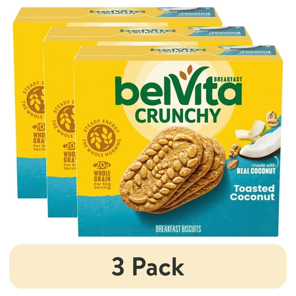 (3 pack) belVita Breakfast Bars Biscuits, Toasted Coconut, 5 Packs (4 Biscuits Per Pack)