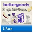 thumbnail image 1 of (3 pack) bettergoods Apple Banana Blueberry Yogurt & Oats Fruit Applesauce Pouches, 3.17 oz, 10 Count Carton, 1 of 9