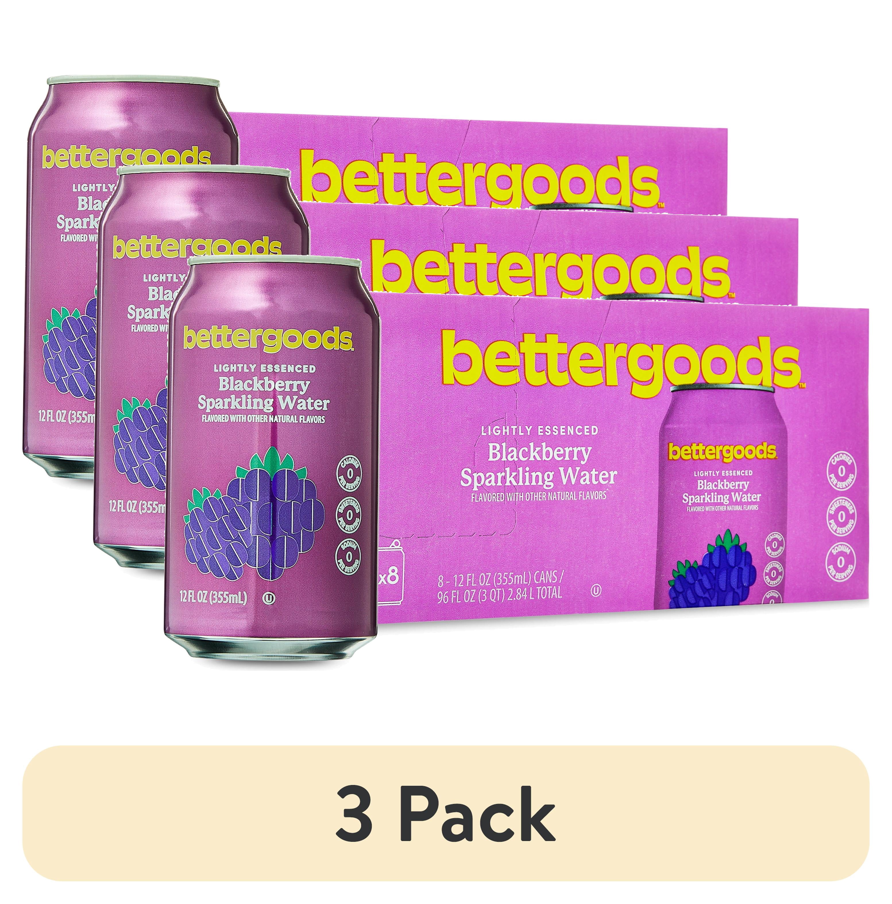 (3 pack) bettergoods Blackberry Flavored Sparkling Water, 12 fl oz, 8 Cans
