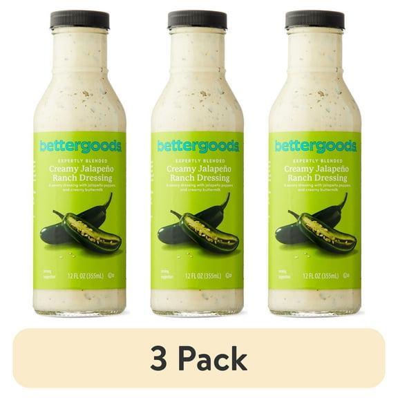 (3 pack) bettergoods Creamy Jalapeno Ranch Dressing, 12 fl oz