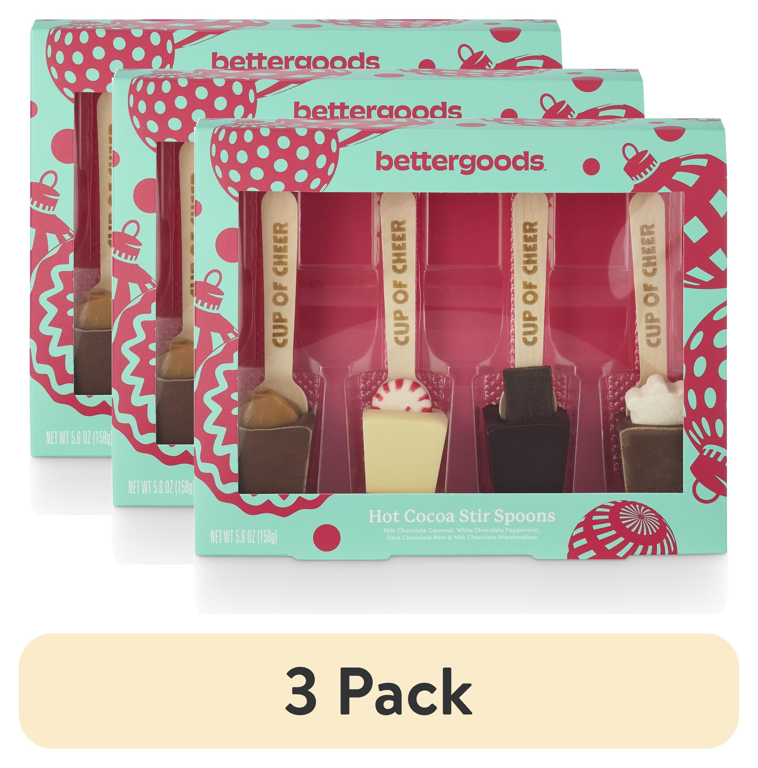 (3 pack) bettergoods Fair Trade Hot Cocoa Stir Spoons, 7 oz, 4 Count