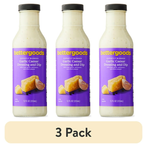 (3 pack) bettergoods Garlic Caesar Dressing and Dip, 12 fl oz