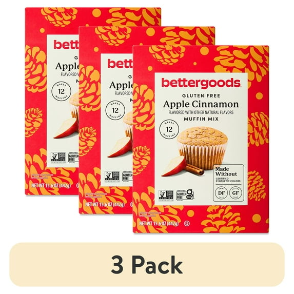 (3 pack) bettergoods Gluten Free Apple Cinnamon Muffin Mix, 15.6 oz