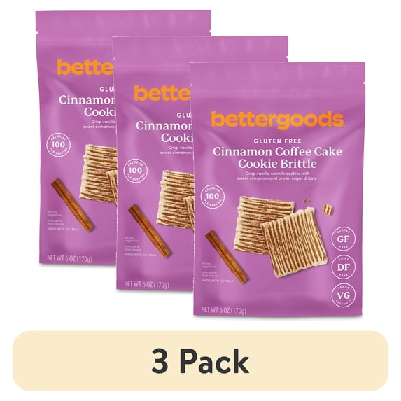 (3 pack) bettergoods Gluten Free Cinnamon Coffee Cake Cookie Brittle, 6 oz