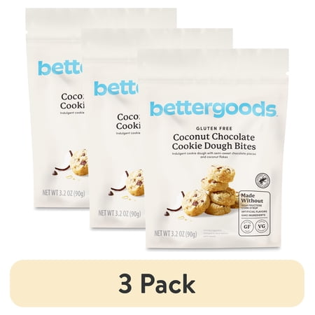 (3 pack) bettergoods Gluten Free Coconut Chocolate Cookie Dough Bites, 3.2 oz