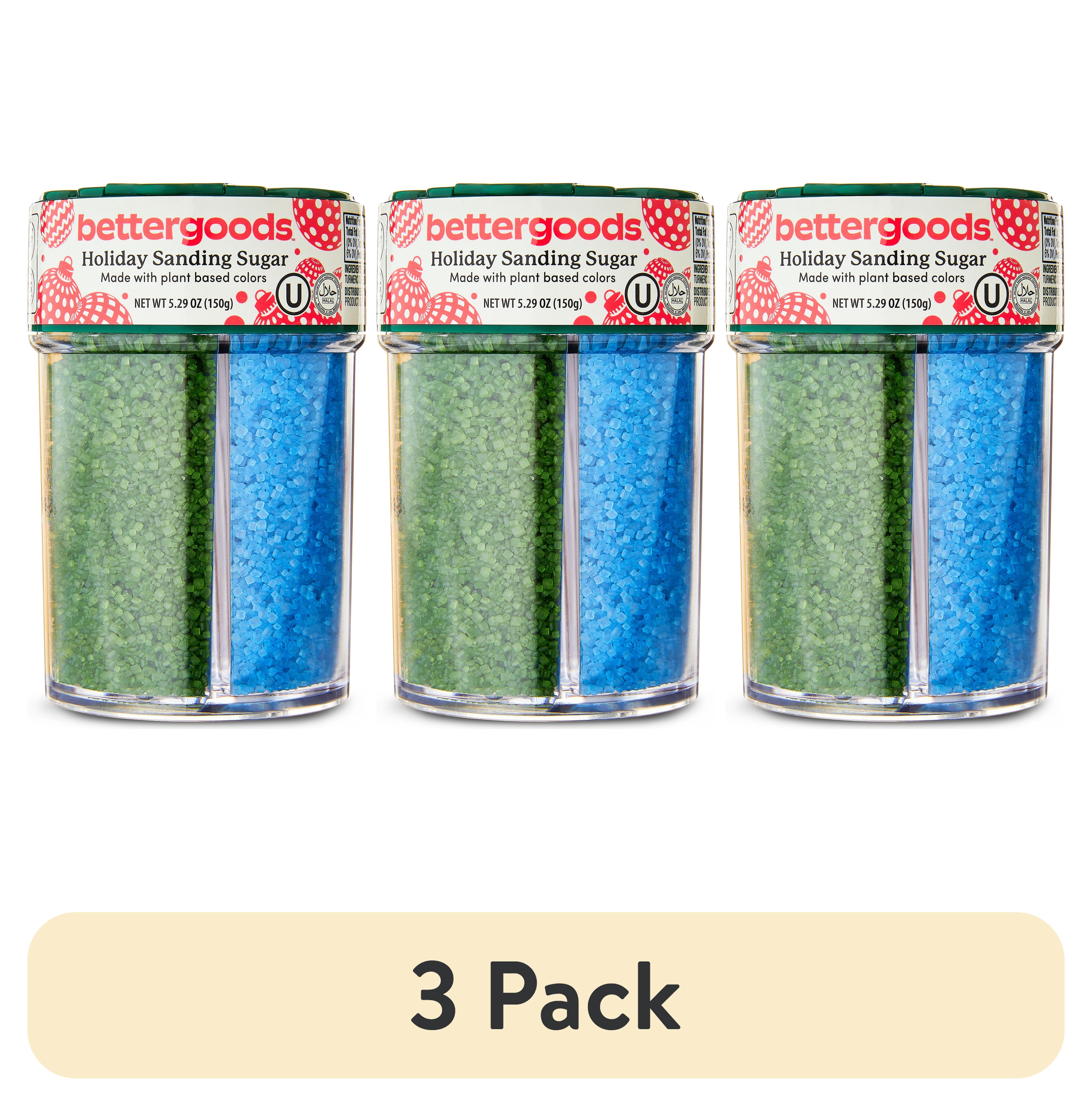 (3 pack) bettergoods Holiday Sanding Sugar Sprinkles in Festive Colors, 5.29 oz