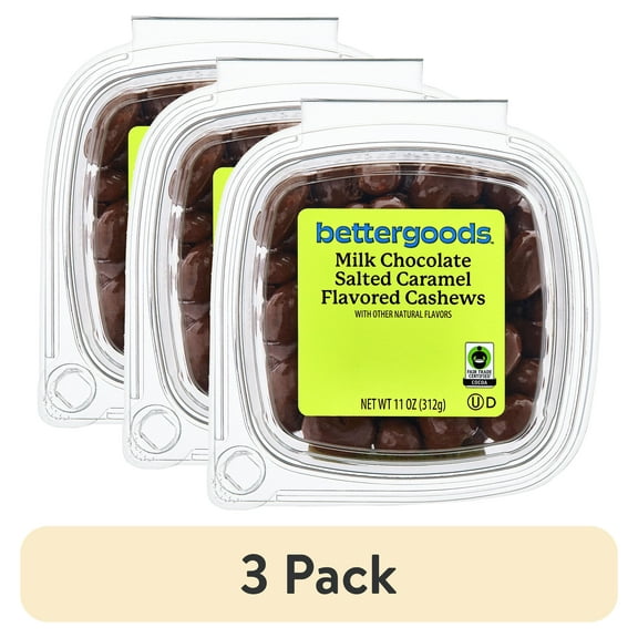 (3 pack) bettergoods Milk Chocolate Salted Caramel Flavored Cashews, 11 oz