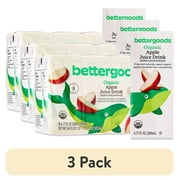(3 pack) bettergoods Organic Apple Juice Drink, 6.75 fl oz, 8 Count