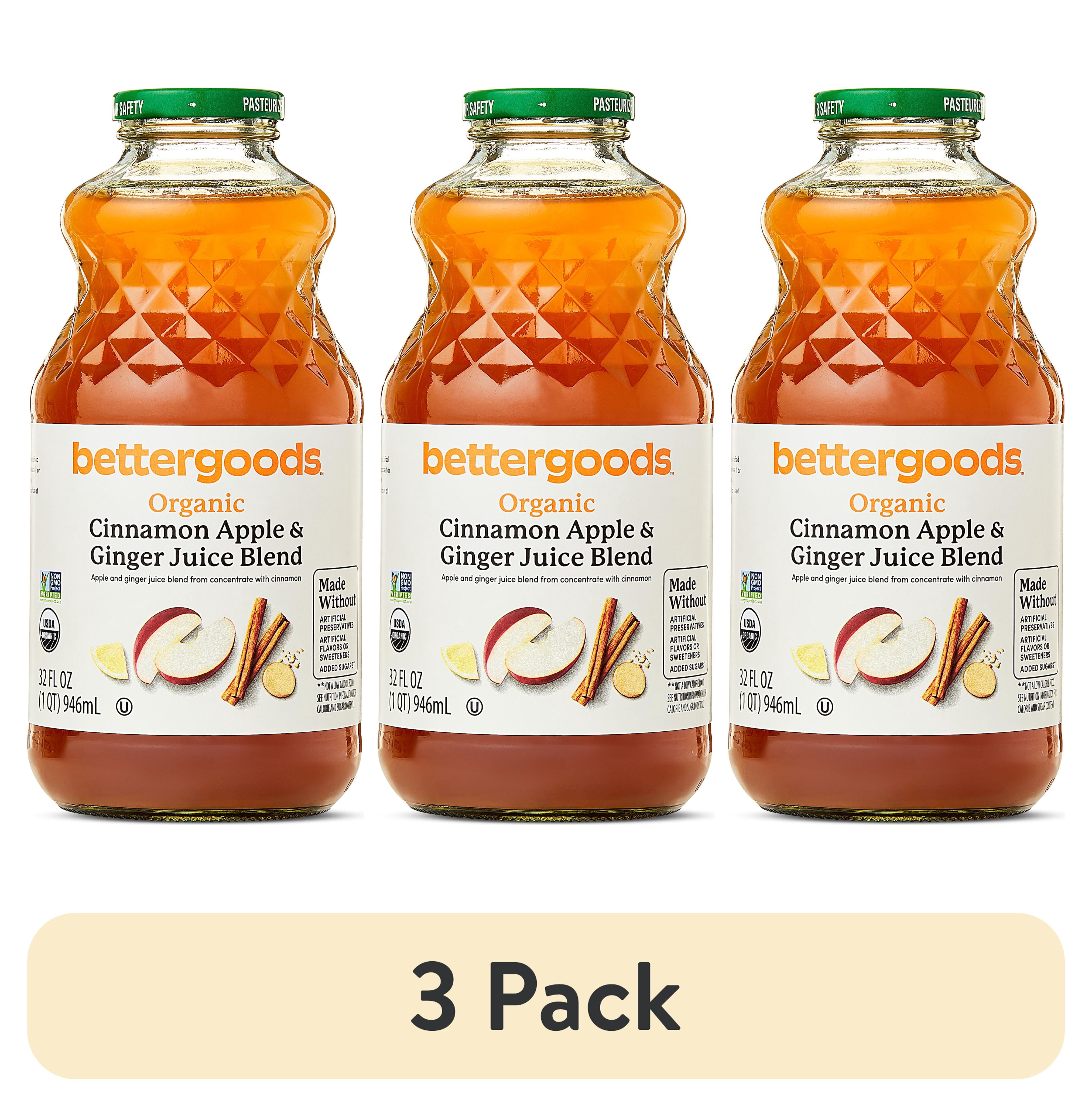 (3 pack) bettergoods Organic Cinnamon Apple and Ginger Juice Blend, 32 fl oz