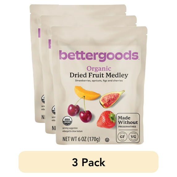 (3 pack) bettergoods Organic Dried Fruit Medley, 6 oz