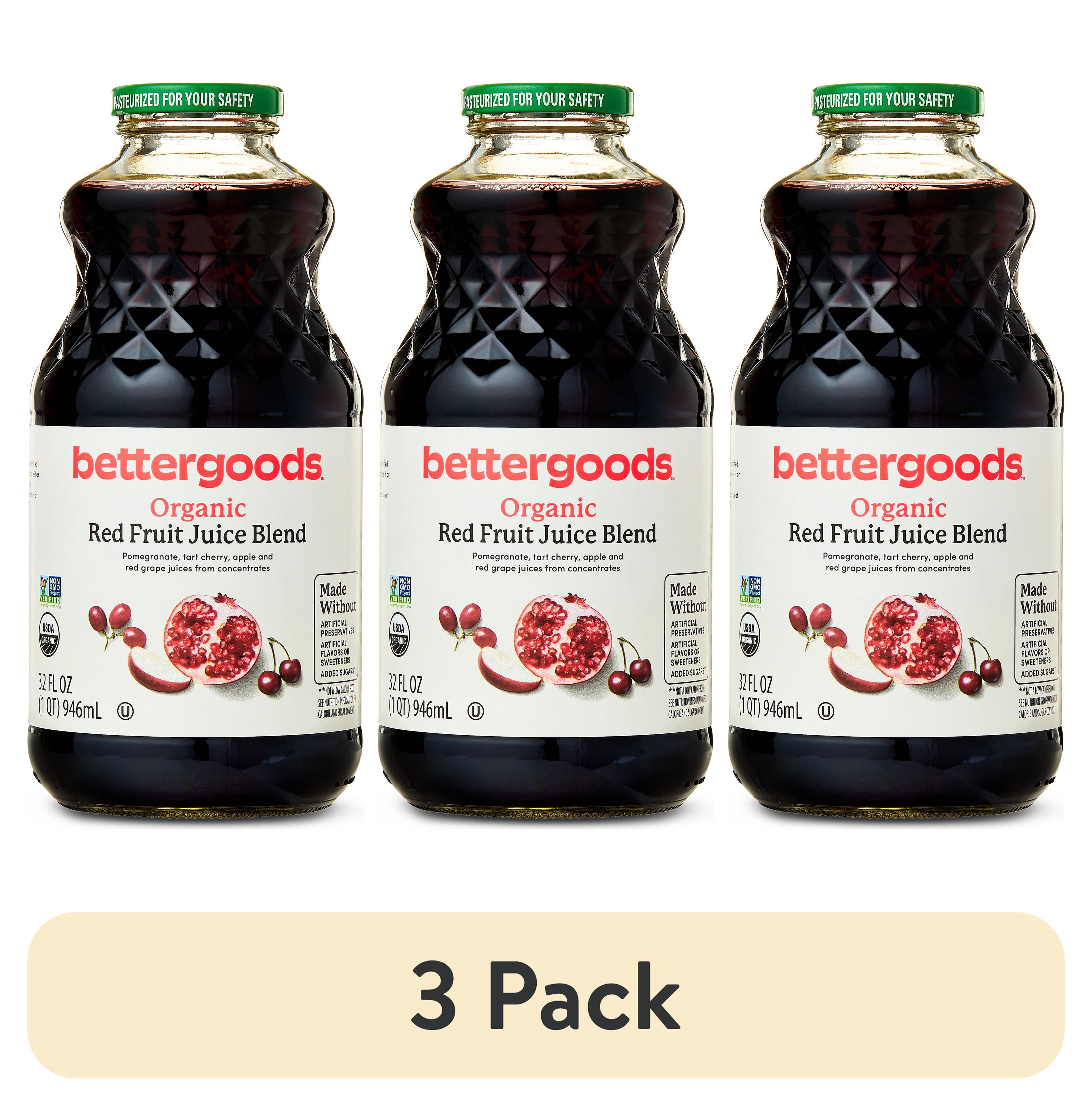 (3 pack) bettergoods Organic Red Fruit Juice Blend, 32 fl oz