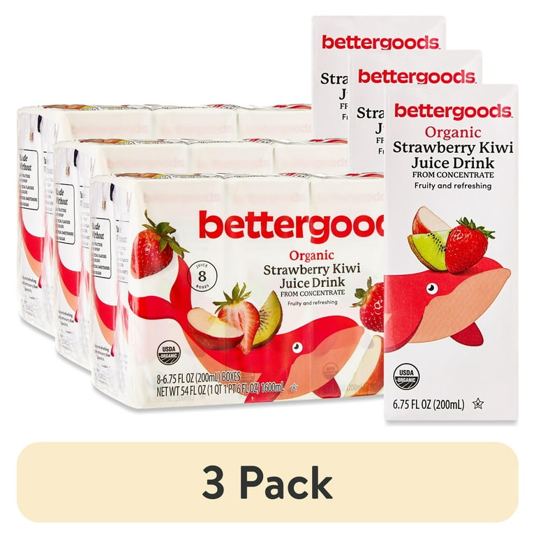 Berry Better!! 公式グッズ 3 pack) bettergoods Organic Strawberry Kiwi Juice Drink, 6.75 fl