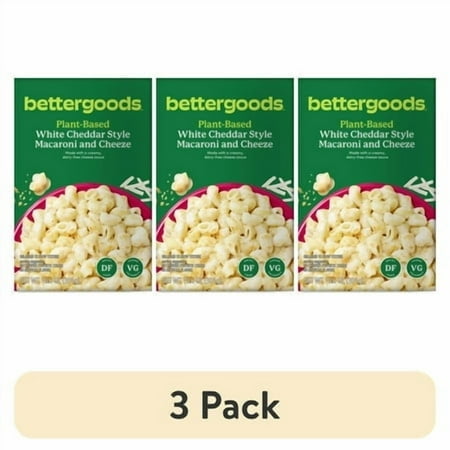 (3 pack) bettergoods Plant-Based White Cheddar Style Macaroni and Cheeze, 10.6 oz
