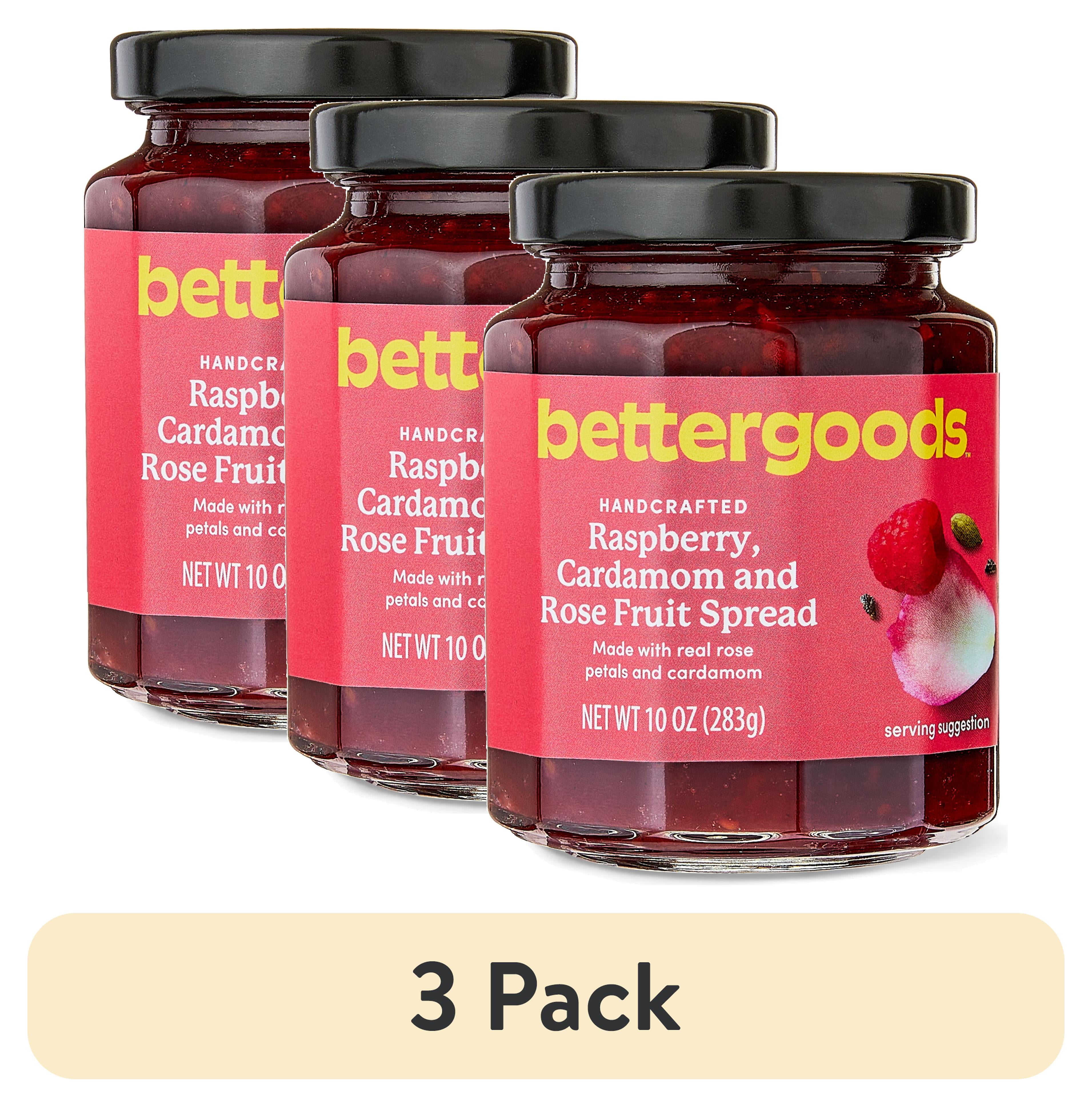 (3 pack) bettergoods Raspberry, Cardamom and Rose Fruit Spread, 10 oz