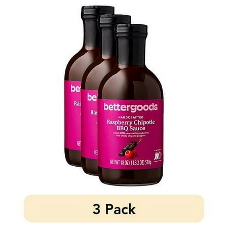 (3 pack) bettergoods Raspberry Chipotle BBQ Sauce, 18 oz