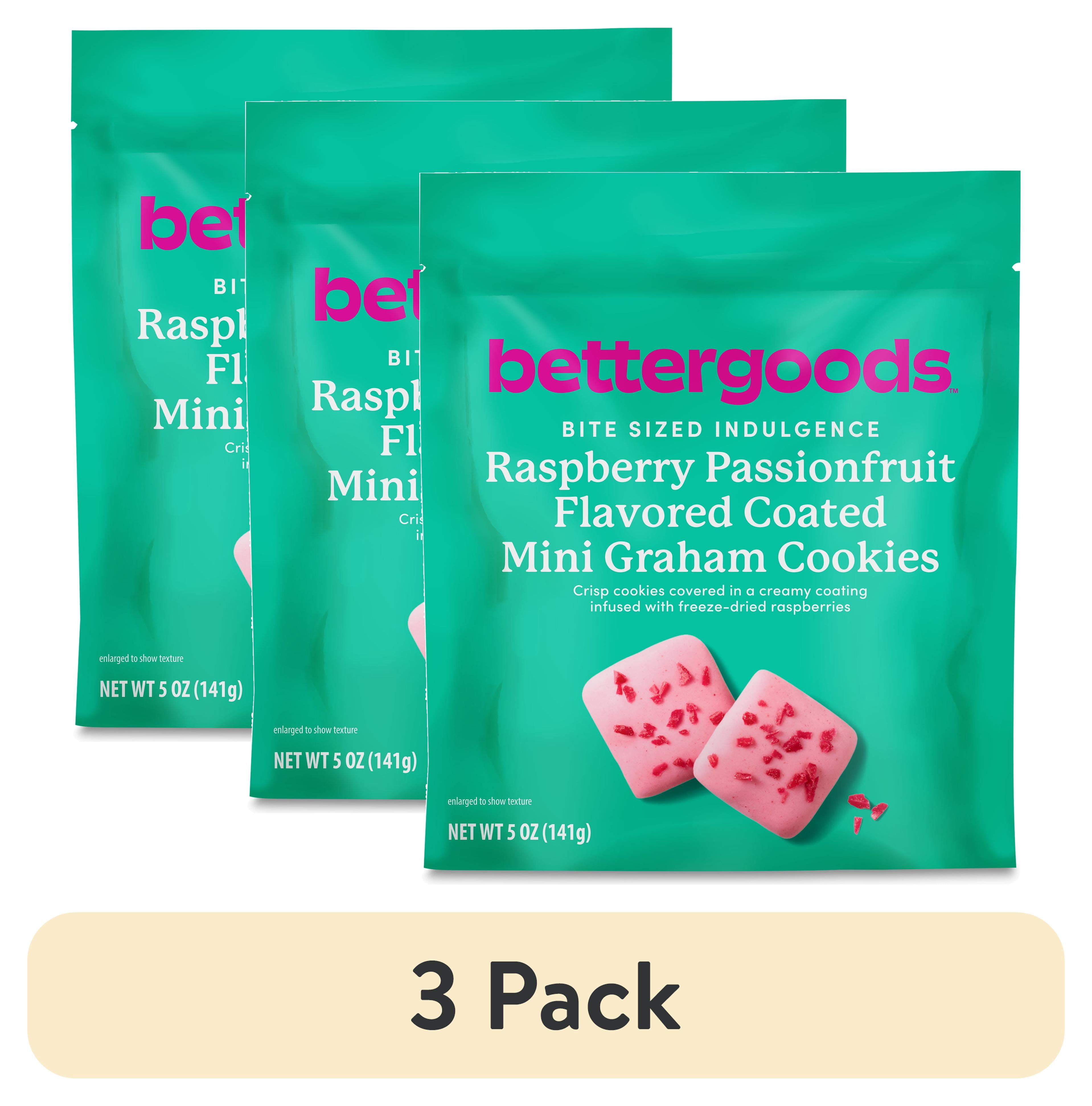 (3 pack) bettergoods Raspberry Passionfruit Flavored Coated Mini Graham Cookies, 5 oz
