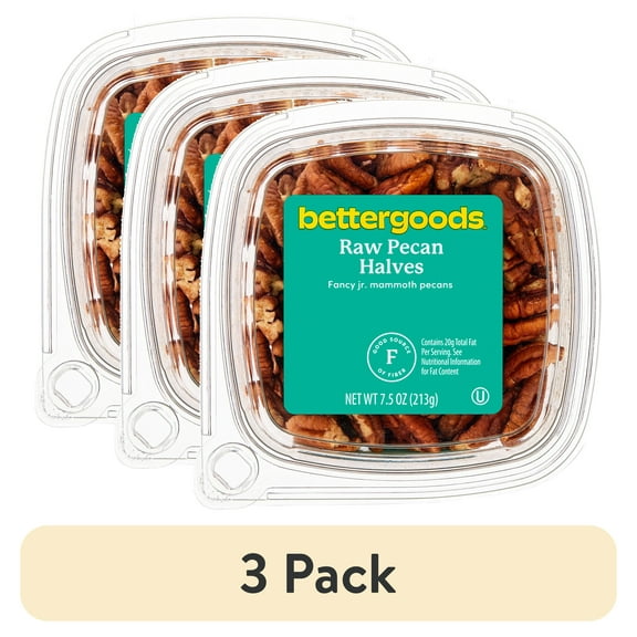 (3 pack) bettergoods Raw Pecan Halves, 7.5 oz