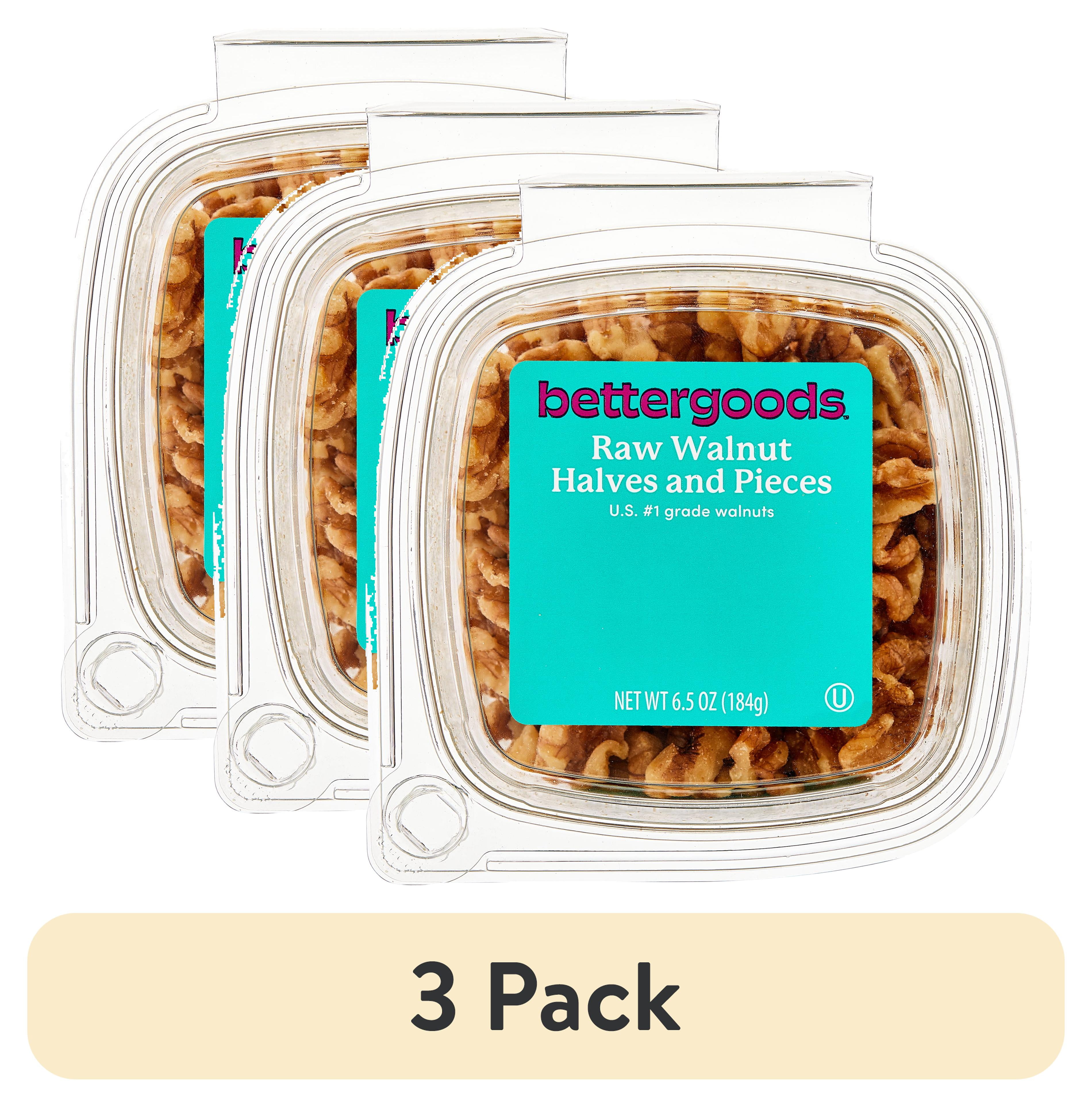 (3 pack) bettergoods Raw Walnut Halves and Pieces, 6.5 oz