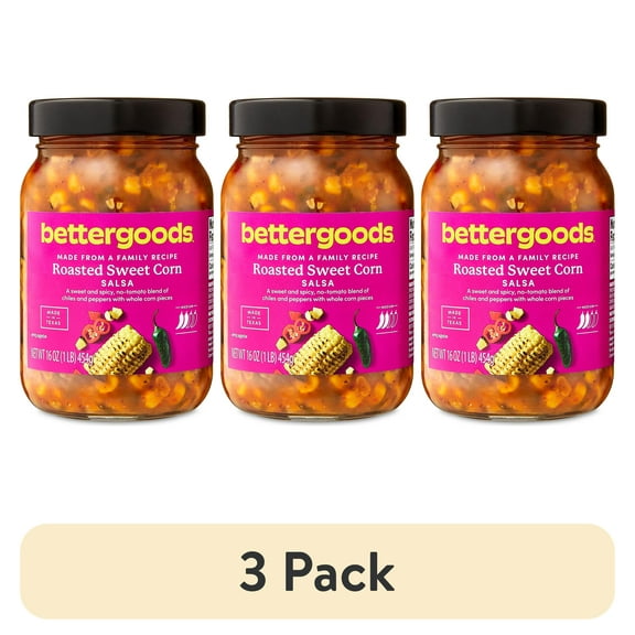 (3 pack) bettergoods Roasted Sweet Corn Salsa, Medium, 16 oz Jar