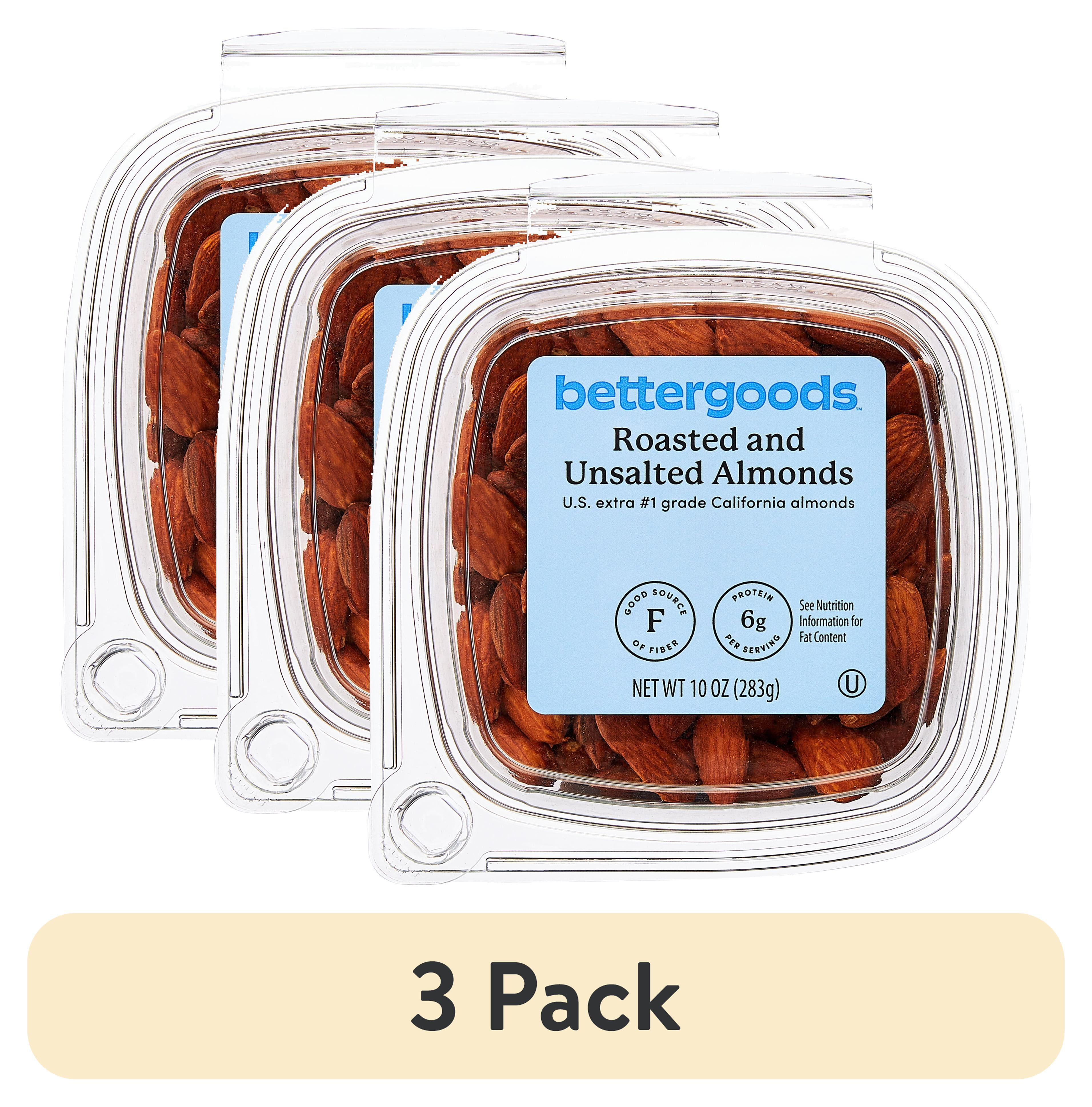 (3 pack) bettergoods Roasted and Unsalted Almonds, 10 oz