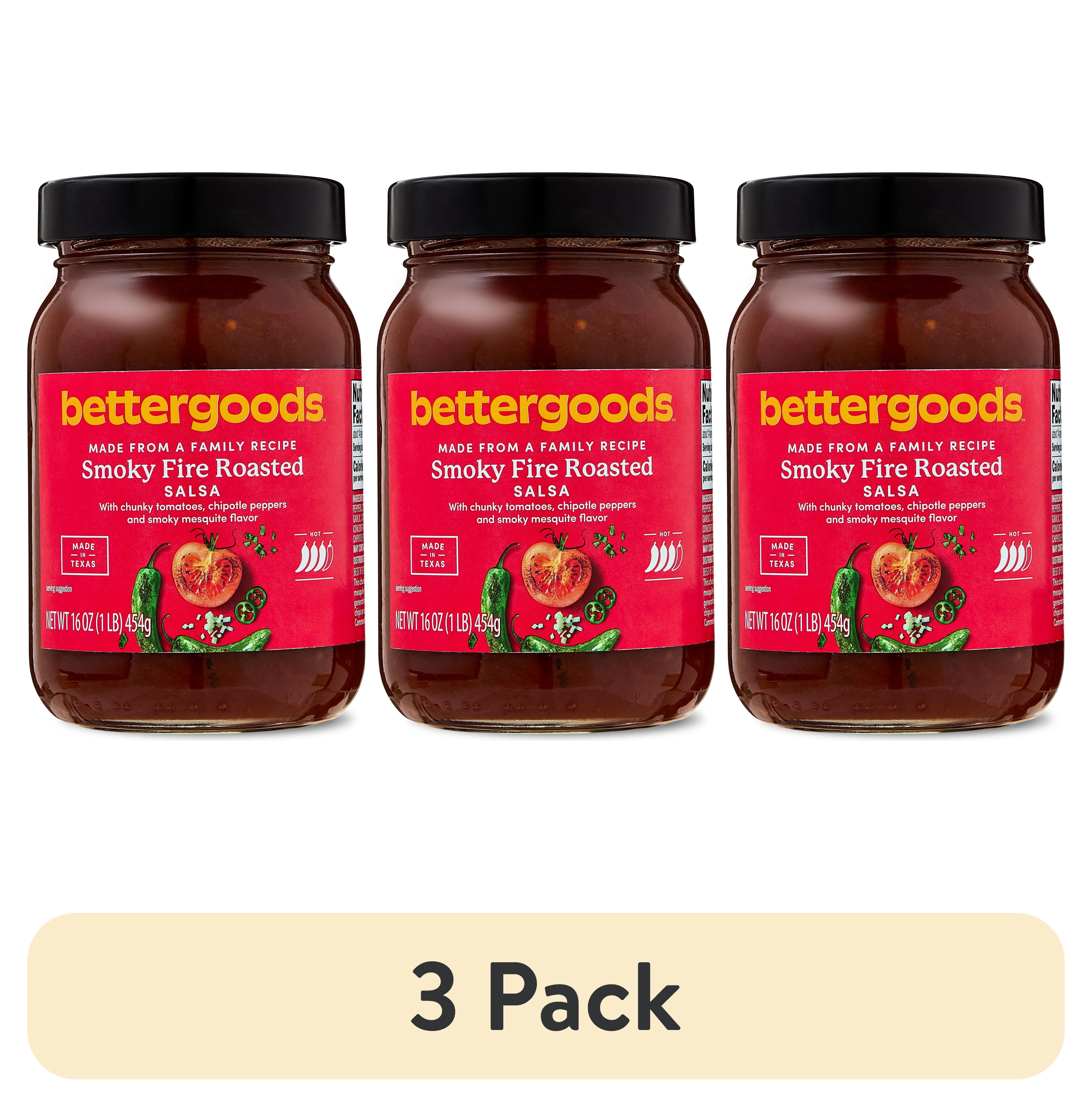 (3 pack) bettergoods Smoky Fire Roasted Salsa, Hot, 16 oz Jar