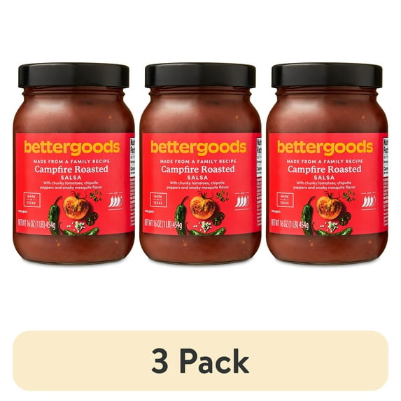 (3 pack) bettergoods Smoky Fire Roasted Salsa, Hot, 16 oz Jar