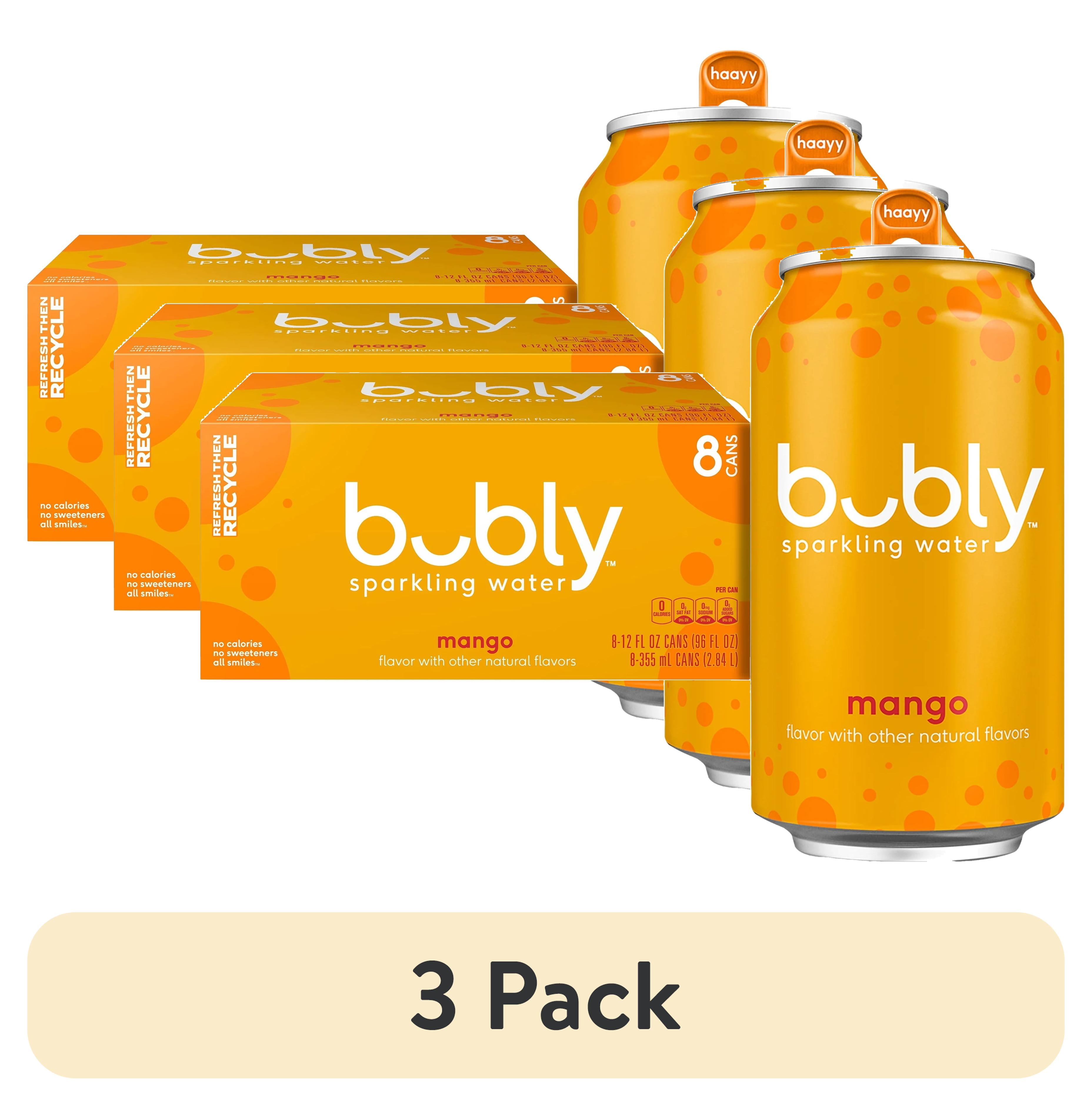 (3 pack) bubly Mango Sparkling Water, 12 fl oz, 8 Pack Cans