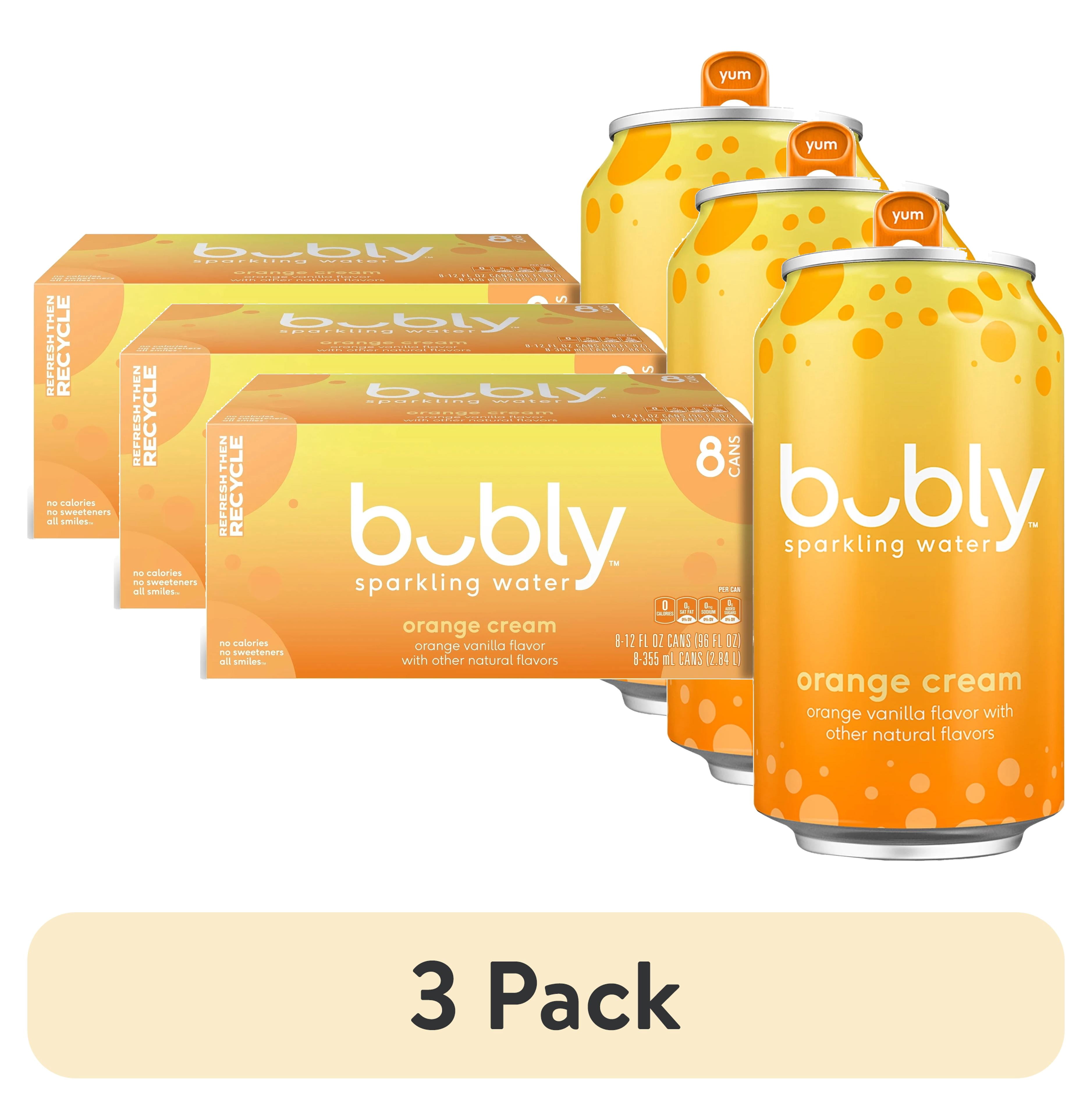 (3 pack) bubly Orange Creamsicle Sparkling Water, 12 fl oz, 8 Pack Cans