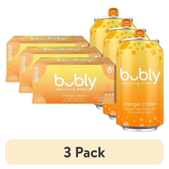 (3 pack) bubly Orange Creamsicle Sparkling Water, 12 fl oz, 8 Pack Cans