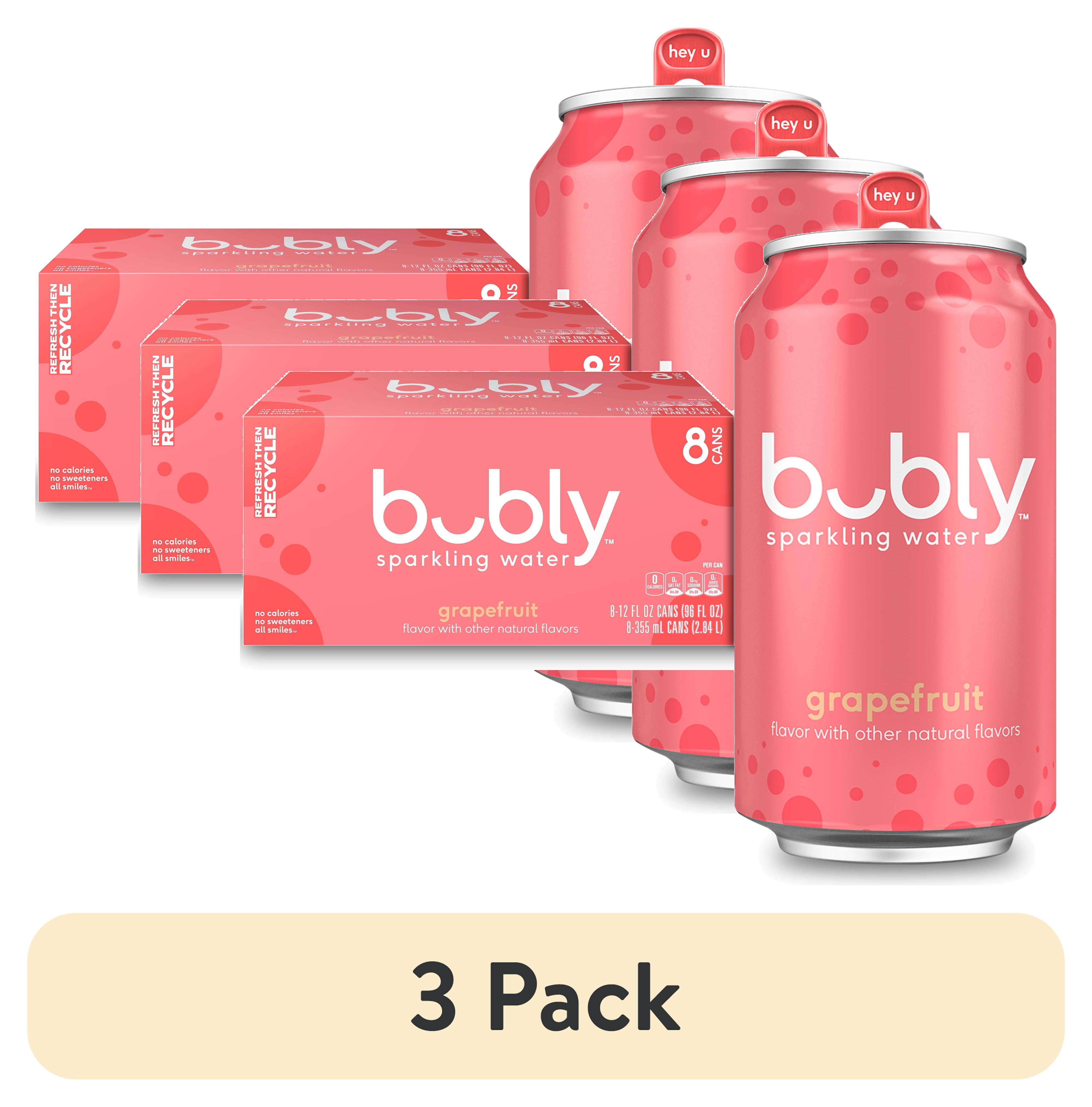 (3 pack) bubly Sparkling Water,Grapefruit, Zero Sugar & Zero Calories, 12 fl oz, 8 Count