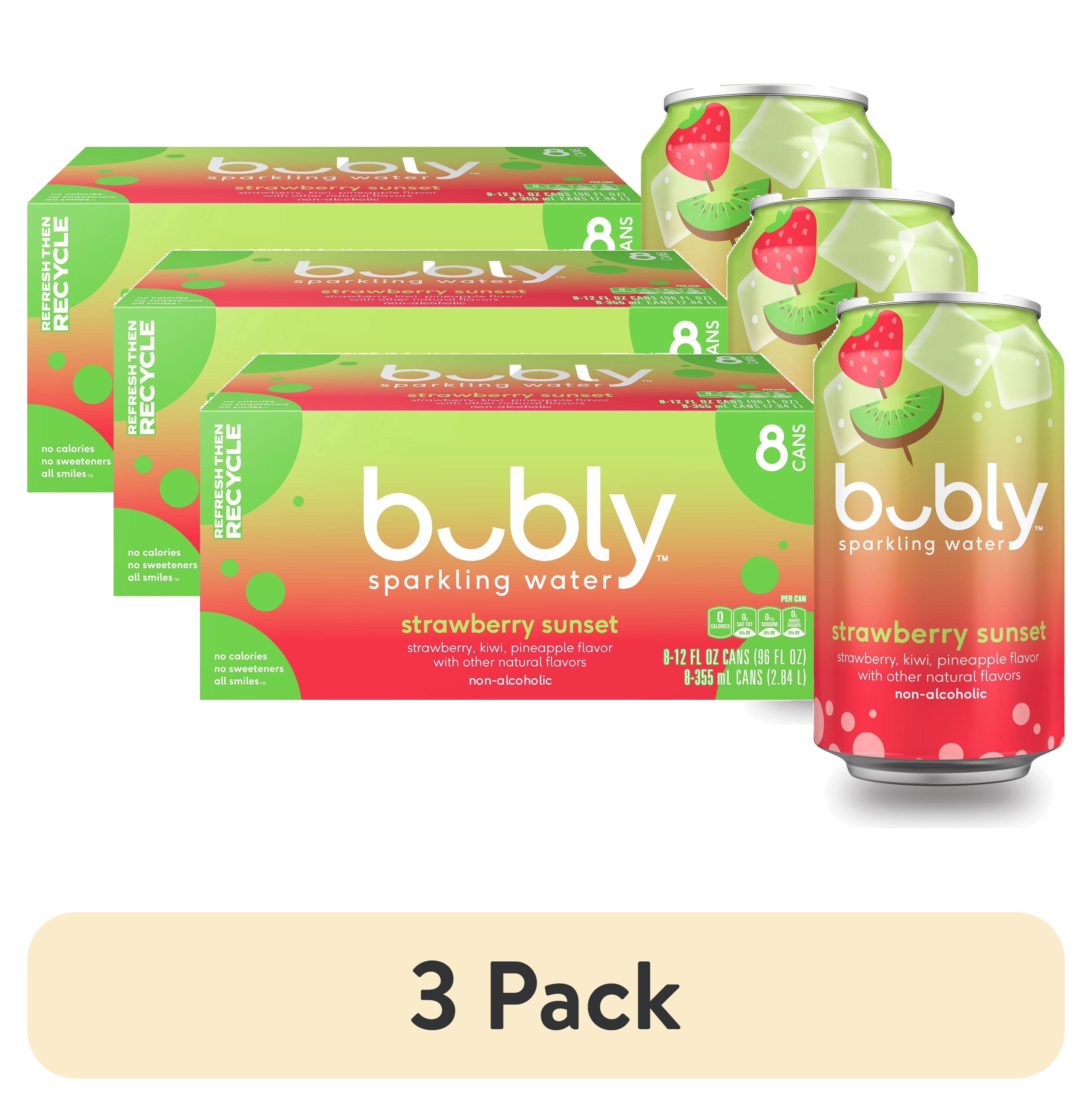 (3 pack) bubly Strawberry Sunset Sparkling Water, 12 fl oz, 8 Pack Cans