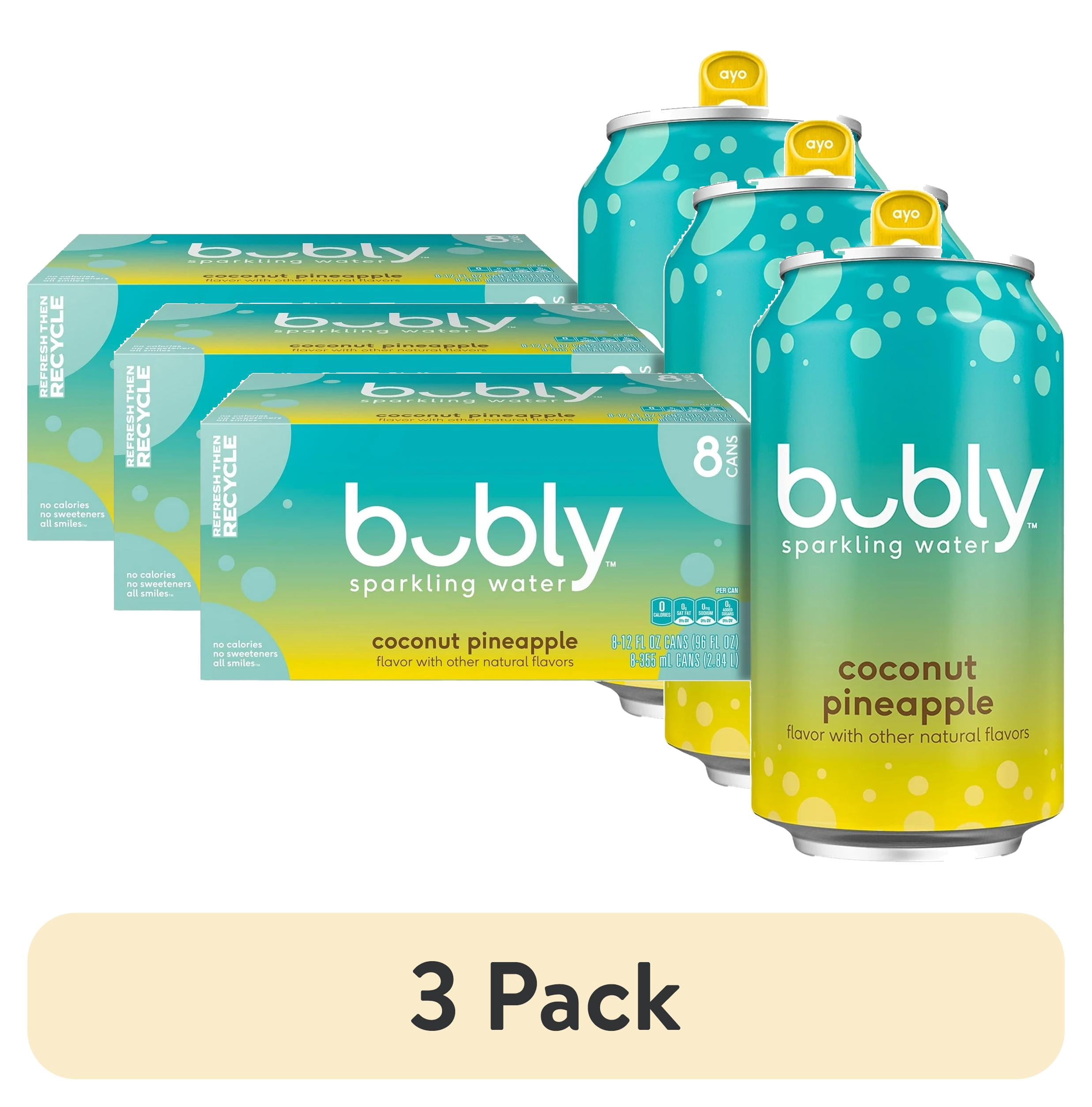 (3 pack) bubly Summer Coconut Pineapple Sparkling Water, 12 fl oz, 8 Pack Cans