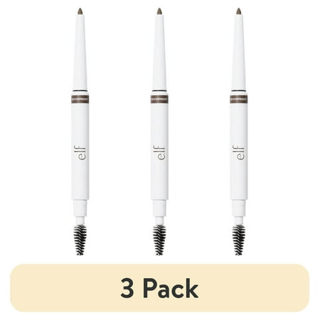 (3 pack) e.l.f. Instant Lift Waterproof Brow Pencil, Deep Brown, 0.008oz