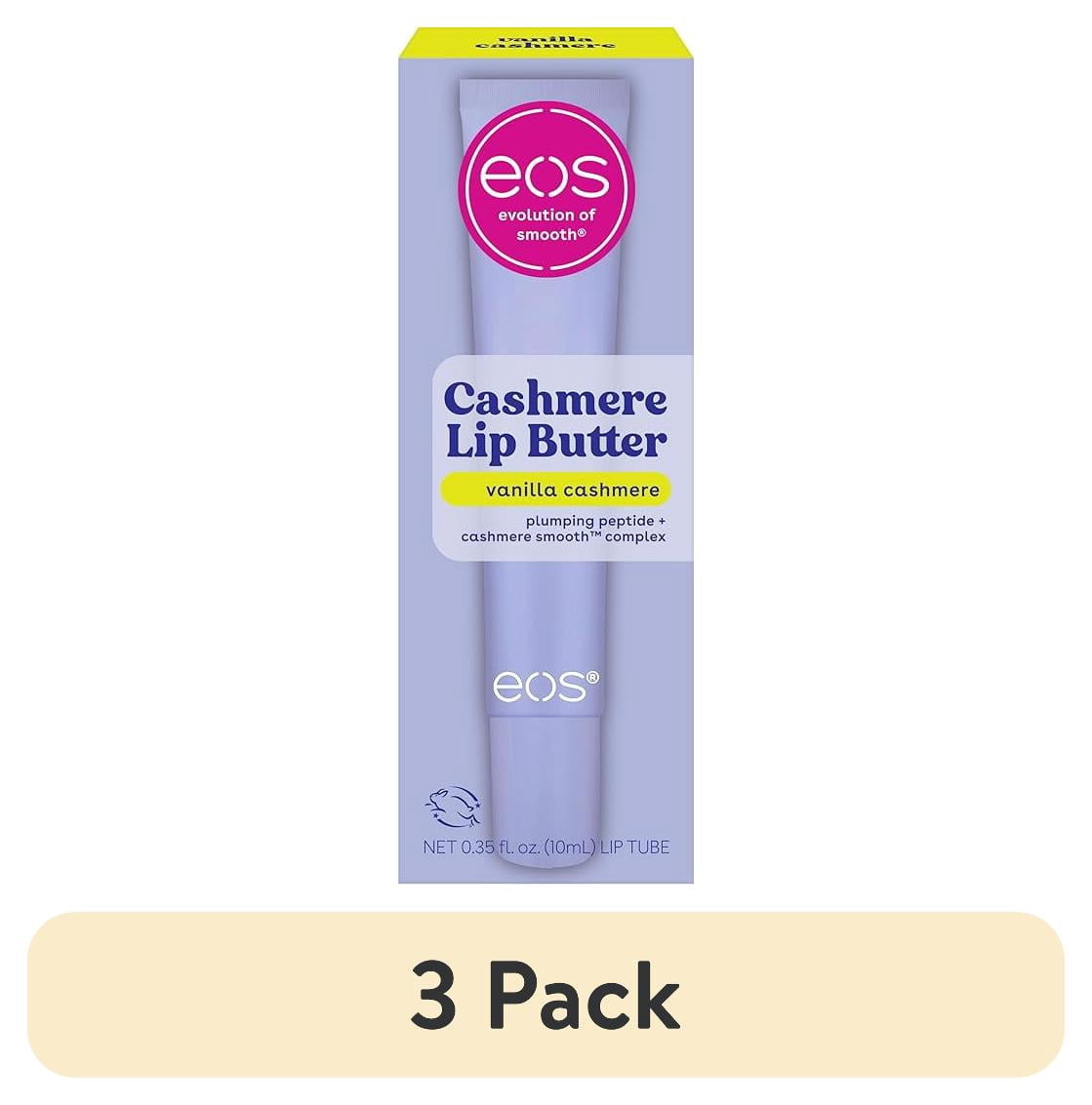 (3 pack) eos Cashmere Lip Butter, Vanilla Cashmere, Smooth & Hydrating Lip Butter with Peptides, 0.35 fl oz