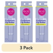 3 pack eos Cashmere Lip Butter, Vanilla Cashmere, Peptide Lip Treatment for Dry Lips with Shea Butter, Cocoa Butter & Argan Butter, 0.35 fl oz