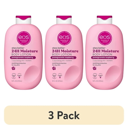 (3 pack) eos Shea Better Body Lotion - Pomegranate Raspberry, for Dry Skin, 16 fl oz