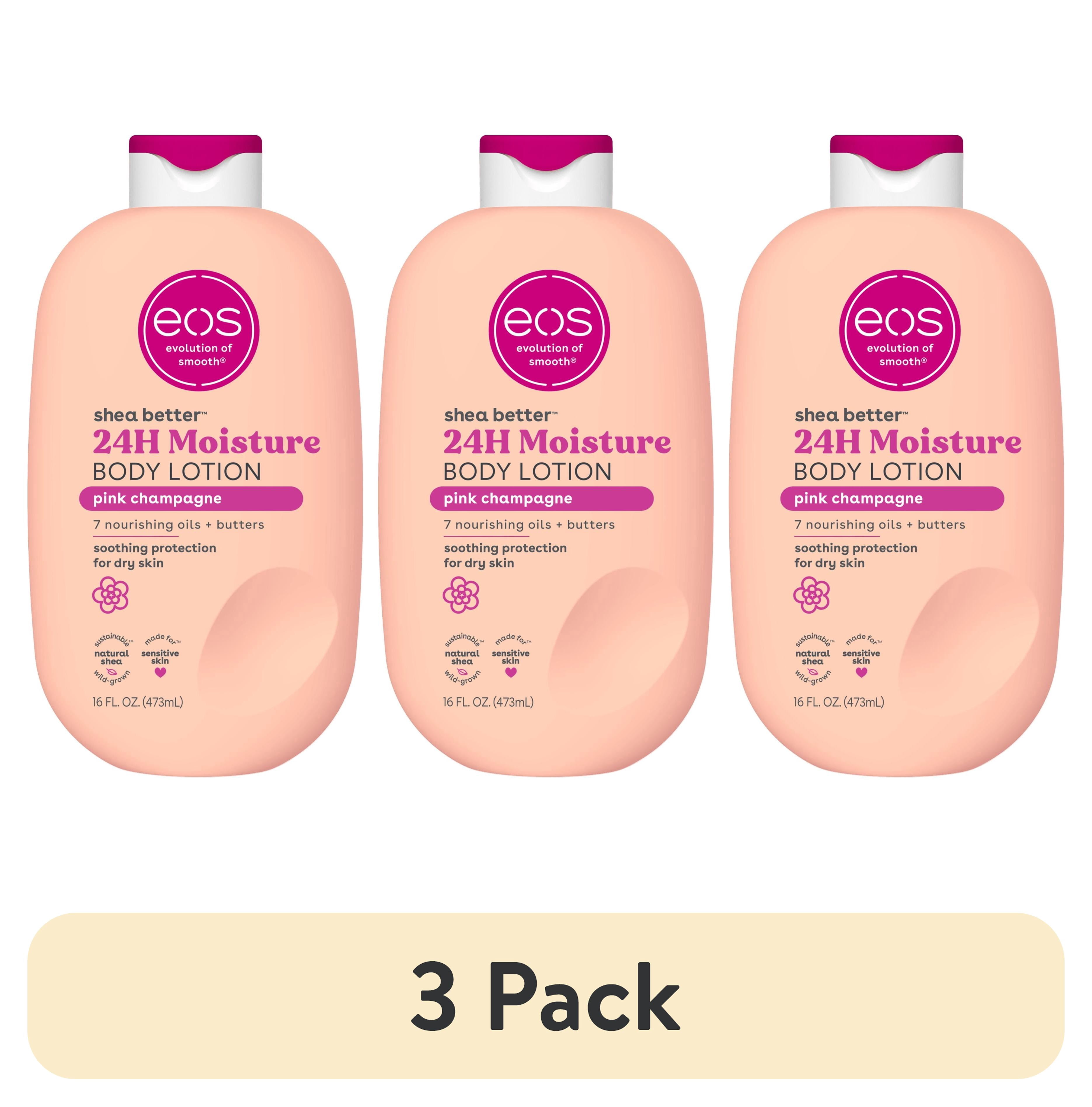 (3 pack) eos Shea Better Body Lotion for Dry Skin, Pink Champagne, 16 fl oz