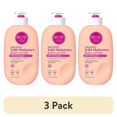 (3 pack) eos Shea Better Body Lotion for Dry Skin, Pink Champagne, 16 fl oz