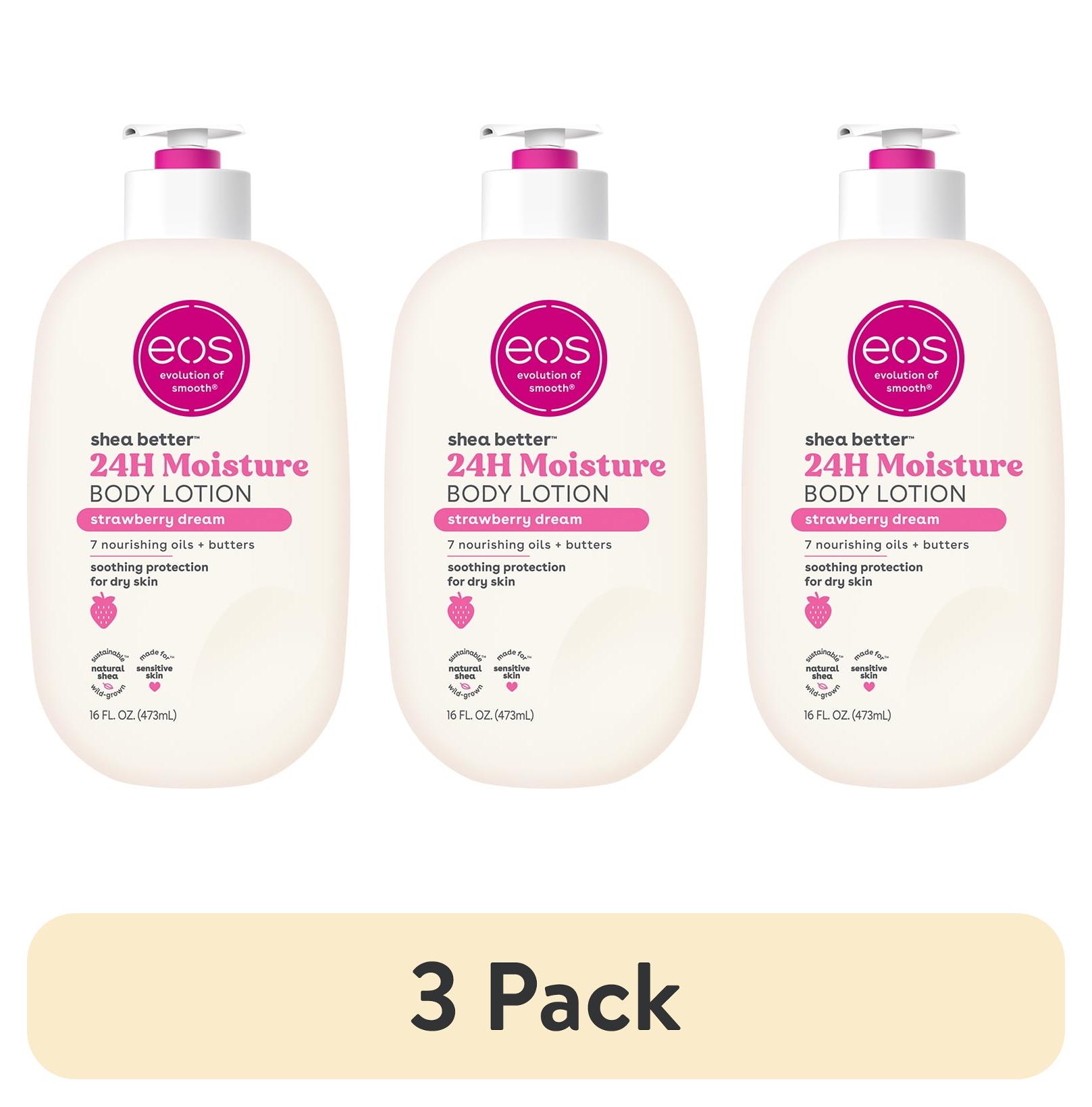 (3 pack) eos Shea Better Body Lotion for Dry Skin, Strawberry Dream, 16 fl oz