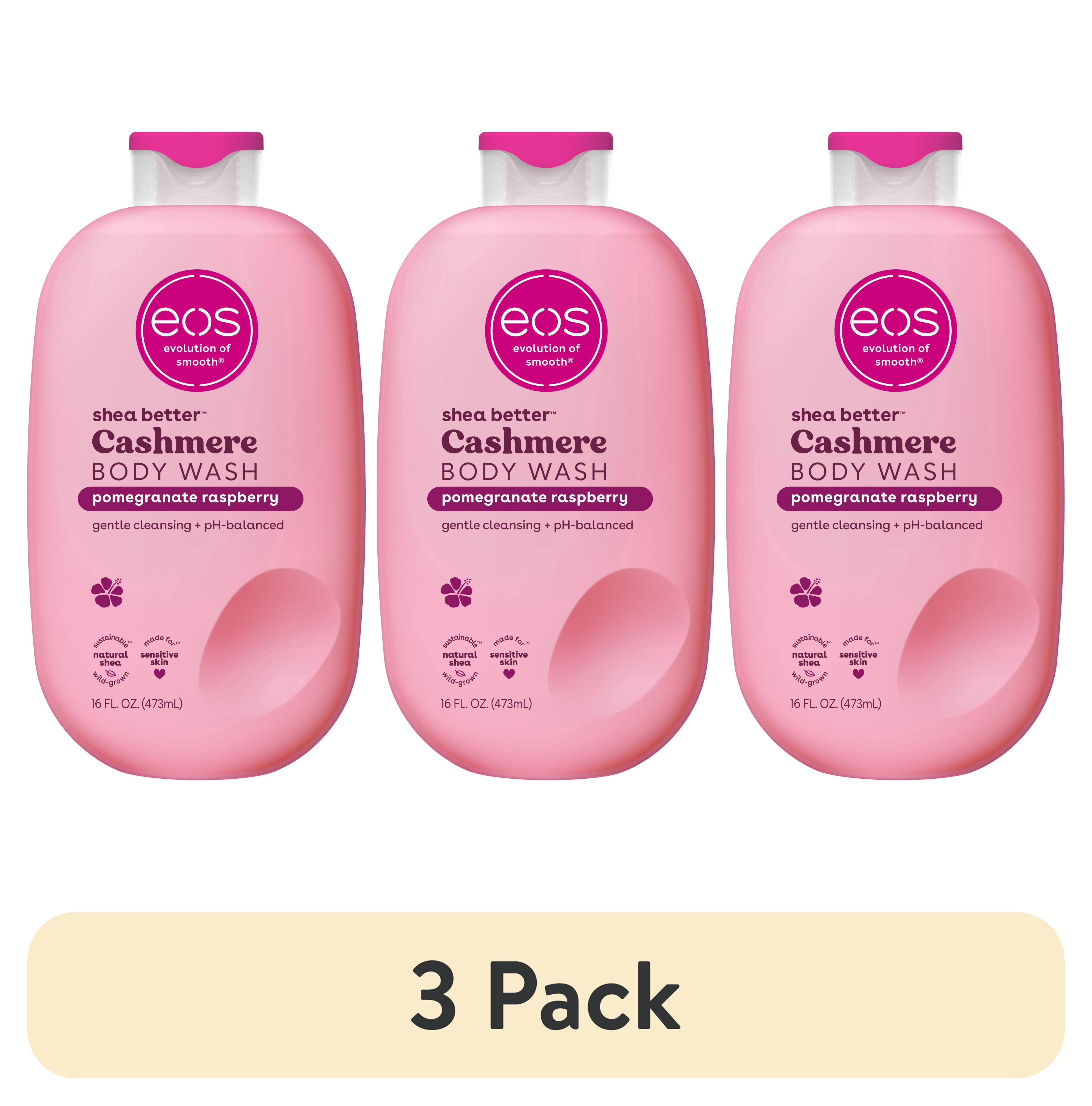 (3 pack) eos Shea Better Cashmere Body Wash, Pomegranate Raspberry, Creamy Gel Formula, 16 fl oz.