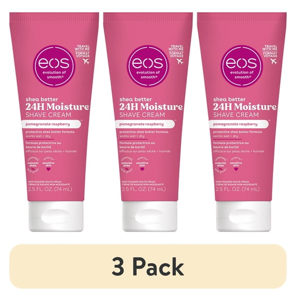 (3 pack) eos Shea Better Travel Shave Cream - Pomegranate Raspberry | 2.5oz