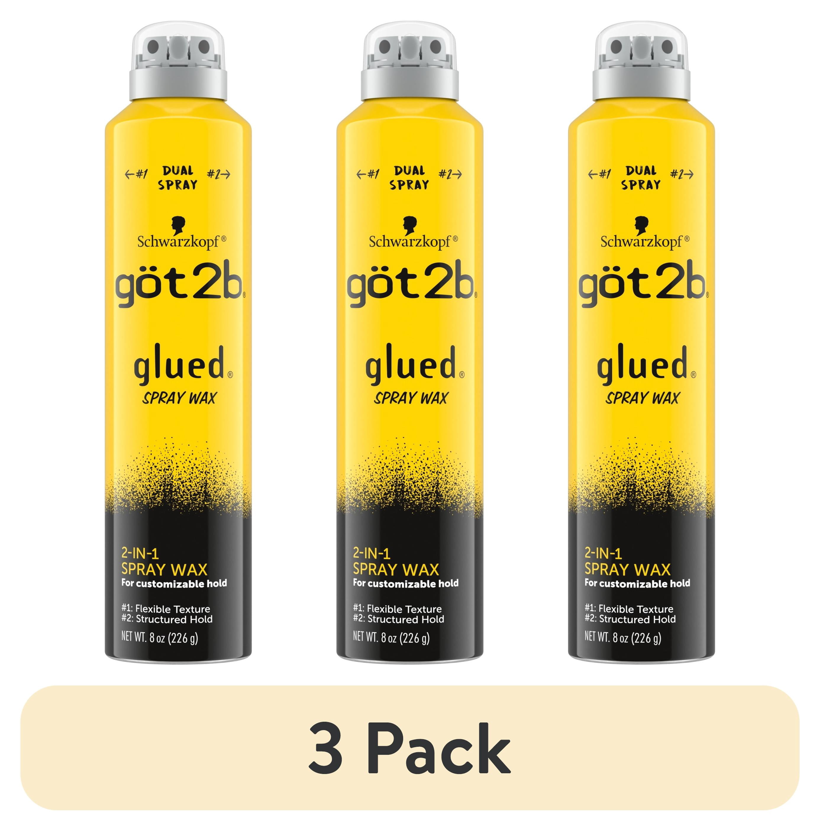(3 pack) got2b Glued Spray Wax, 2-in-1 Dual Hair Spray Nozzle for Flexible Texture & Hold, 8 oz