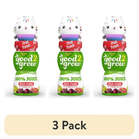 (3 pack) good2grow 6oz 100% Fruit Punch Juice Single Serve (Character Tops Vary)