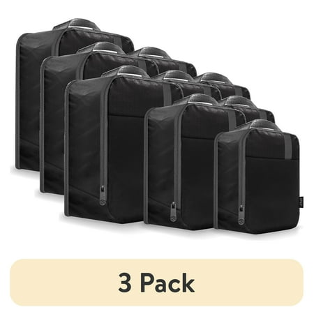 (3 pack) iFLY Expandable Packing Cubes 3-Piece Set, Black