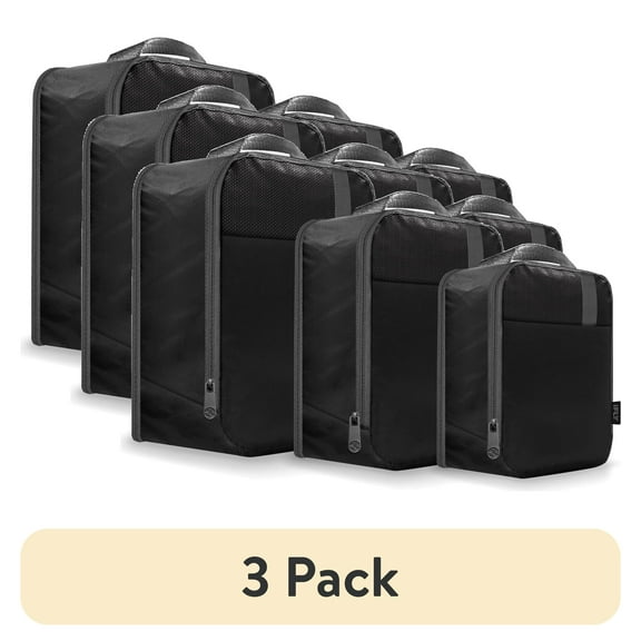 (3 pack) iFLY Expandable Packing Cubes 3-Piece Set, Black