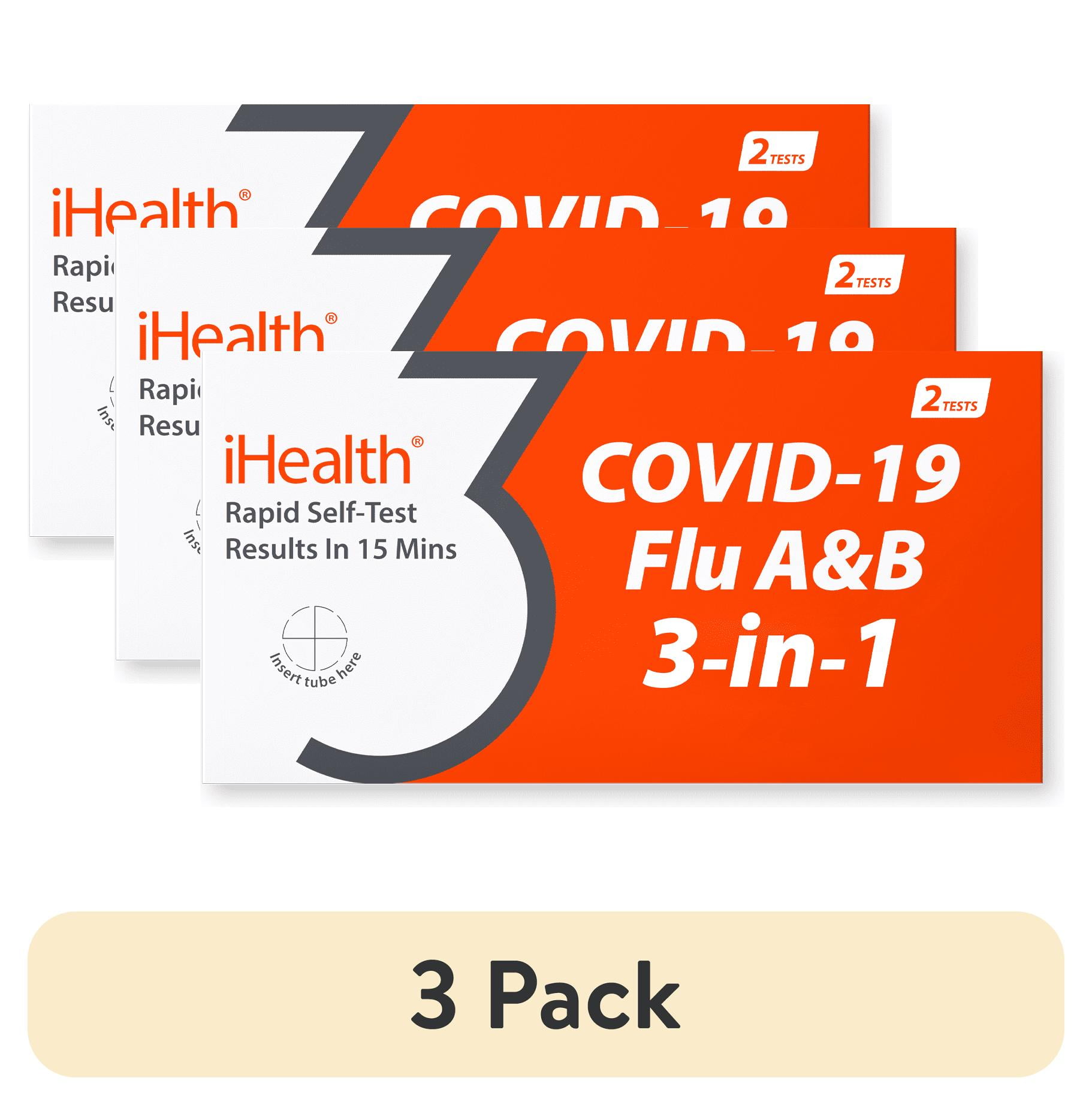 (6 pack) iHealth COVID-19 & Flu A/B Rapid Antigen Home Test, 2 Tests