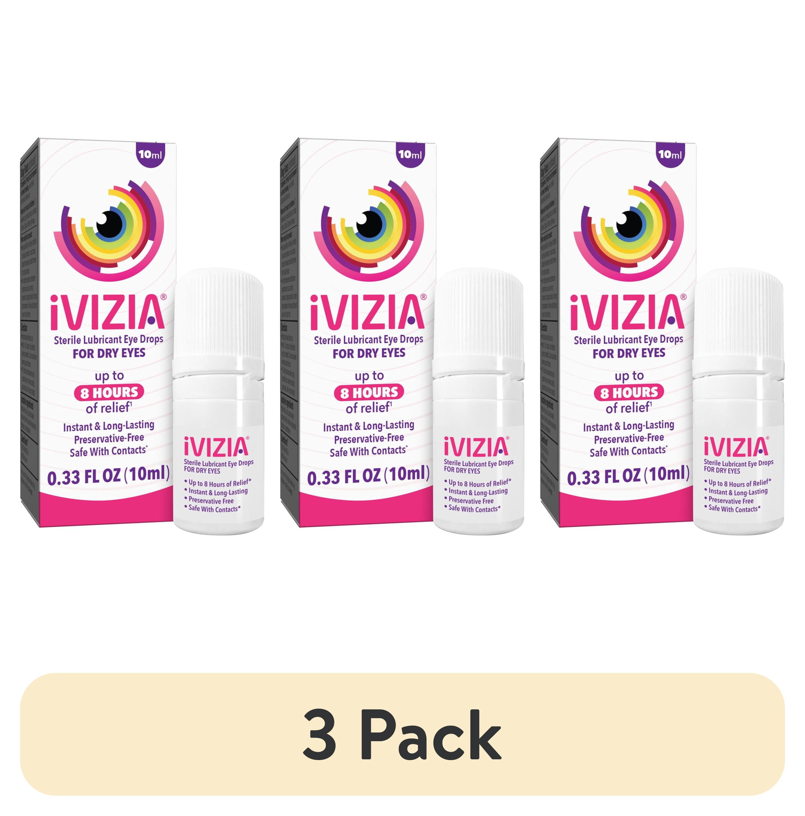 (3 pack) iVIZIA Dry Eye Drops, Preservative-Free, 10ml Bottle