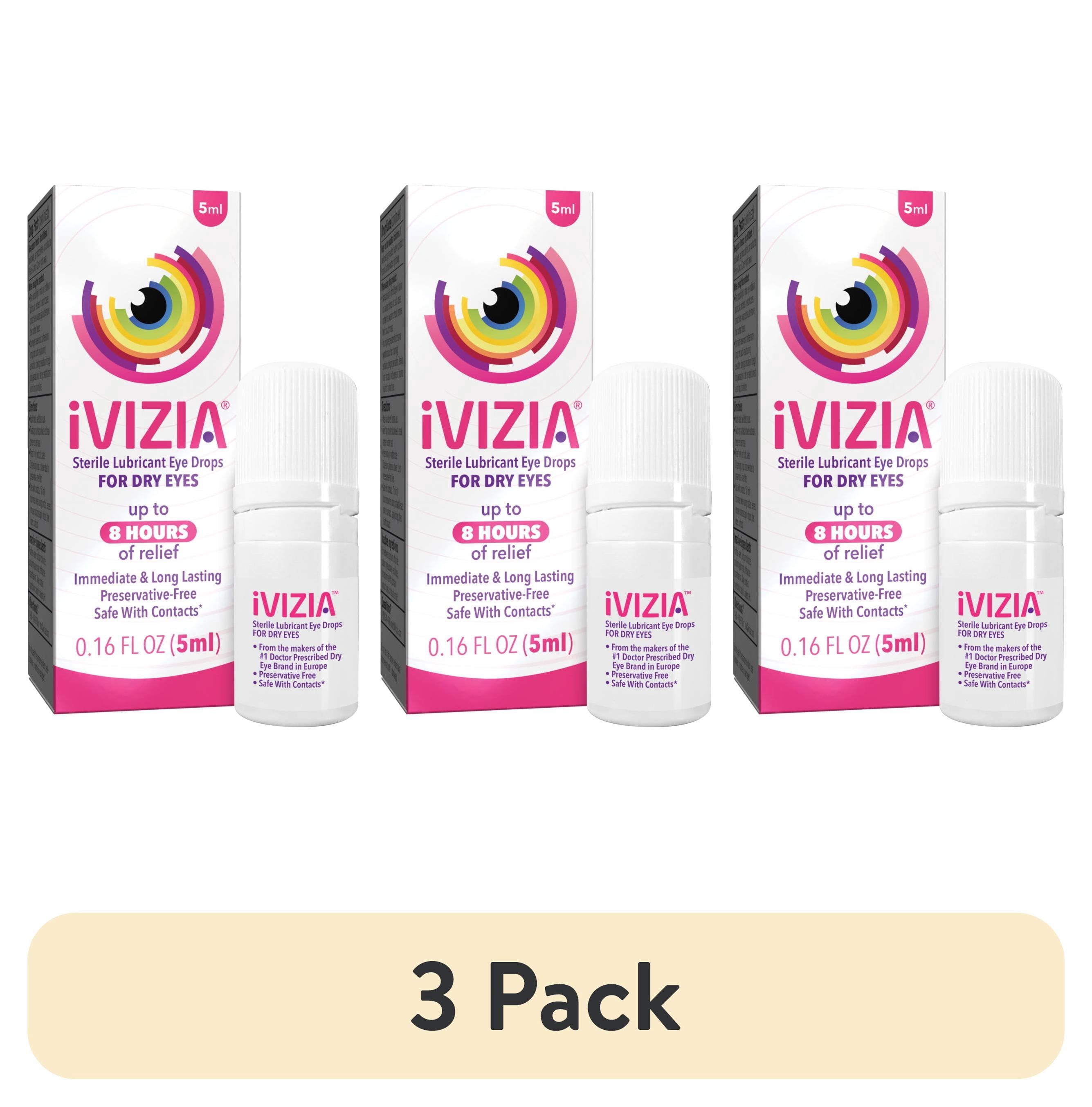 (3 pack) iVIZIA Sterile Lubricant Dry Eye Drops Preservative-Free 5ml Bottle